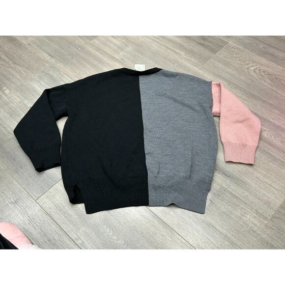 Fuzzi Women's Gray Black Wool Colorblock Crew Neck Pullover Sweaters Size XS - Picture 2 of 7